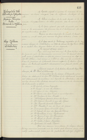 Horloges de la ville, observation de Mr LEPRETRE, sapeurs Pompiers, augmentation de solde, demande de Mr LEBOUC. Legs Mme veuve NOBLESSE, attribution
