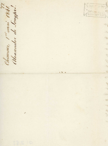 Lettre autographe signée de l'écrivain Alexandre Longpré à l'acteur Adolphe Laferrière (1er mai 1841).