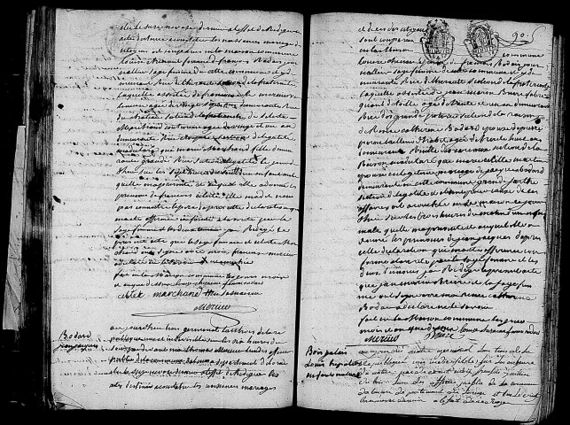Acte de naissance de MARCHAND Céleste François enfant naturel (22 mars 1795),acte de naissance de BODARD Jean Jacques (23 mars 1795),acte de naissance de BOISGALLAIS Louis Hyppolite enfant naturel (24 mars 1795).