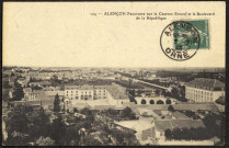 Alençon (Orne), panorama sur la caserne Ernouf et le boulevard de la République, carte postale ancienne noir et blanc n°, M.C.F.L., Issy (Seine), sd, AMA