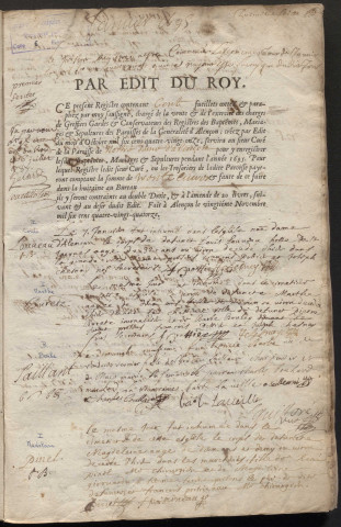 Paroisse Notre-Dame, registre des baptêmes, mariages et inhumations (16 janvier 1695-20 janvier 1696).