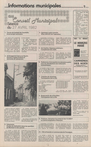 Refonte du buste de la Sicotière, subvention municipale : article du magazine d'information municipal "Notre Cité" (juin 1982).