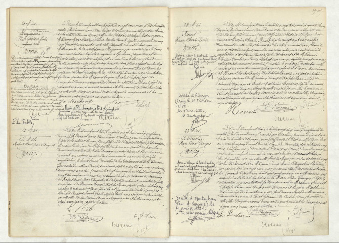 Acte de naissance de ASSEMAINE Paul Gustave Jules (21 mai 1903),LE MELE Robert Louis Jean Auguste (23 mai 1903),ROUET Henri Charles Louis (23 mai 1903),LE FORESTIER Pierre Léon Georges (23 mai 1903).