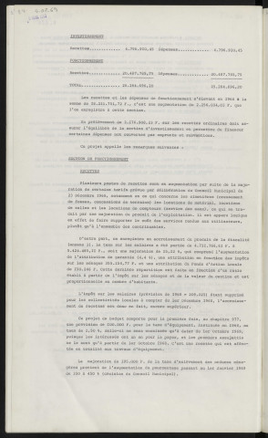 Budget primitif 1969.