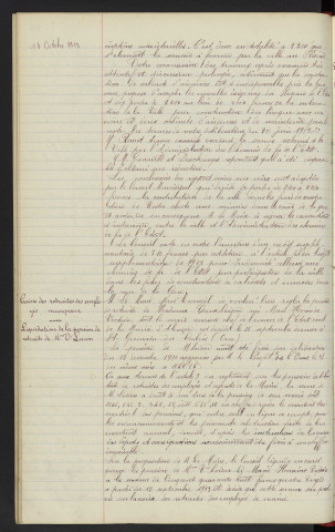 Cabinets d'aisance de la cour de la Gare, démolition et reconstruction, augmentation de la contribution de la ville : Rapport. Caisse des retraites des employés municipaux, liquidation de la pension de retraite de Mme Loison