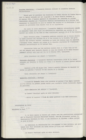 S.E.M.P.A., modification des statuts, assemblée générale extraordinaire du 5 Février 1965, Maitre BACLE et CORNILLE notaire à Alençon. Dénomination de voies, résidence du Parc, construction par la propriété familiale Boulevard Duchamp.