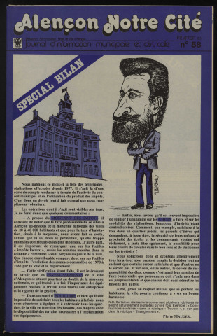 Alençon Notre Cité, journal d'information municipale et districale n°58 (février 1983).