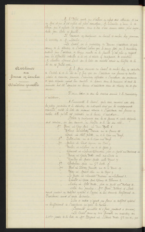 Assistance aux familles nombreuses, admissions nouvelles. Assistance obligatoire aux femmes en couches, admissions nouvelles