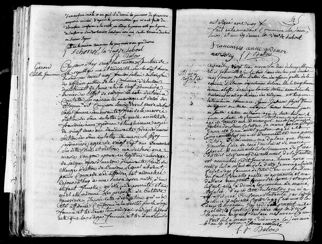 Acte de naissance CHESNEL François Augustin René (11 janvier 1795),acte de naissance de GERARD Batille Geneviève (11 janvier 1795),acte de naissance de VAUCLIN Marie Rosalie enfant naturel (12 janvier 1795).