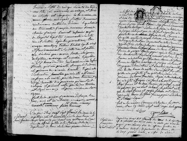 Acte de naissance MARIGNER Marie Hyacinthe (14 mai 1794),acte de naissance de SALMONT Louise Françoise (16 mai 1794),acte de naissance de Claudine Françoise enfant naturel (17 mai 1794).