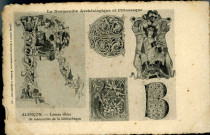 Alençon, Lettres tirées de manuscrits de la bibliothèque, La Normandie Archéologique et Pittoresque, carte postale, noir et blanc, photographe éditeur E. Pasquis, (date cliché : 1907-1908), (14x9), n°351.
