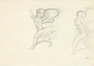 Monument aux morts,2 victoires ailées (graphite, trait) (20.7 x 13.6 cm) (René Letourneur, monogrammé en bas à droite RL).