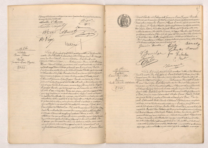 Acte de mariage de POUPET François Emile Benoit et LHEUREUX Amélie Clémence Marguerite (12 Octobre 1907), LEBRETON Henri Clément et BOUCHER Germaine Marie Eugénie (14 Octobre 1907), ROBILLARD Marcel Paul Alix et BODINIER Berthe Aurélie Alphonsine (14 Octobre 1907).