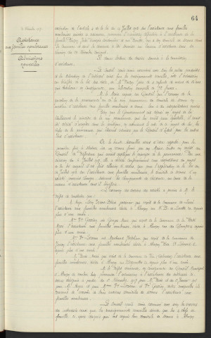 Assistance médicale gratuite, admissions nouvelles. Assistance aux familles nombreuses, admissions nouvelles