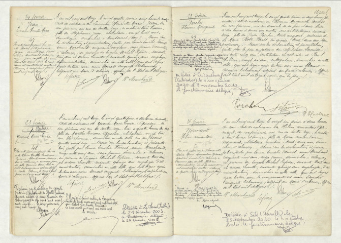Acte de naissance de JEAN Lucienne Henriette Marie (24 février 1913),acte de naissance de BOITIERE Yvonne Marie Louise (23 février 1913),acte de naissance de PORCHER Florence Marguerite (23 février 1913),acte de naissance de NORMAND Hélène Armandine (26 février 1913).