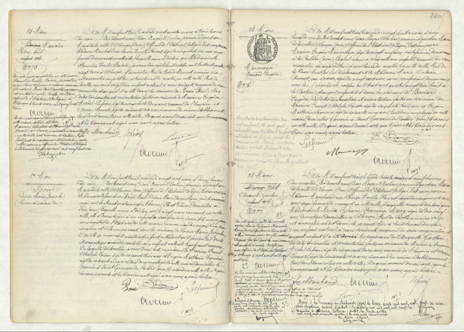 Acte de naissance de MAURICE René Paul (24 mars 1903),reconnaissance de BOUE Louise Marie Joseph (27 mars 1903),MONMAYER Bernard Eugène (28 mars 1903),NOEL Auguste Gaston (28 mars 1903).