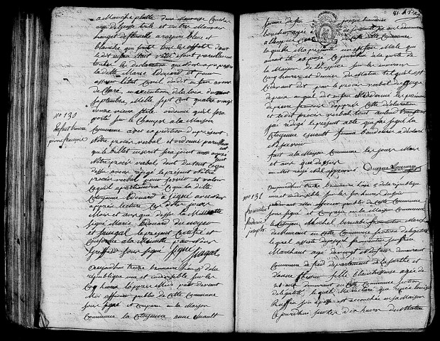 Acte de naissance de Pierre François enfant trouvé (3 novembre 1796),acte de naissance de FROMENTIN Auguste Frédéric Joseph (3 novembre 1796).