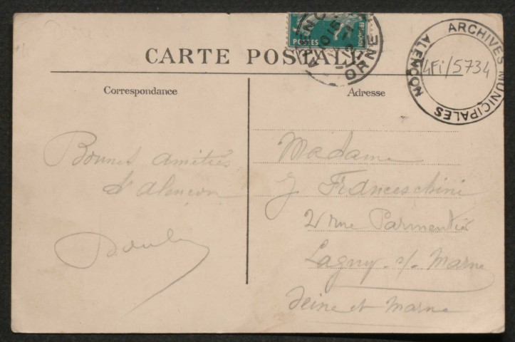 Alençon (Orne), Boulevard de la République, carte postale ancienne noir et blanc n°48, A.M.F, éditeur, (date d'utilisation : 14 janvier 1912), (14x9), acquisition 2021, AMA.