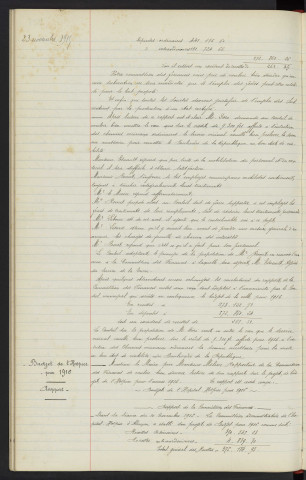 Budget de la ville pour 1916, rapport. Budget de l'hospice pour 1916 : rapport