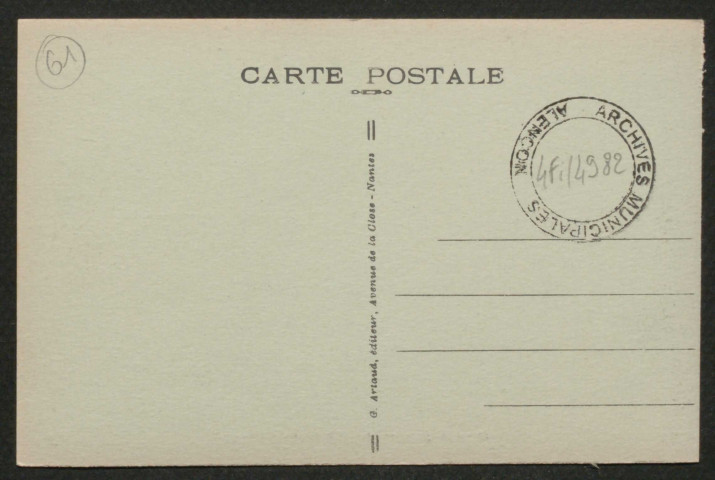 Alençon (Orne), Les bords de la Sarthe, carte postale sépia n°40, G. Artaud éditeur , Nantes, sd, (14x9), AMA.