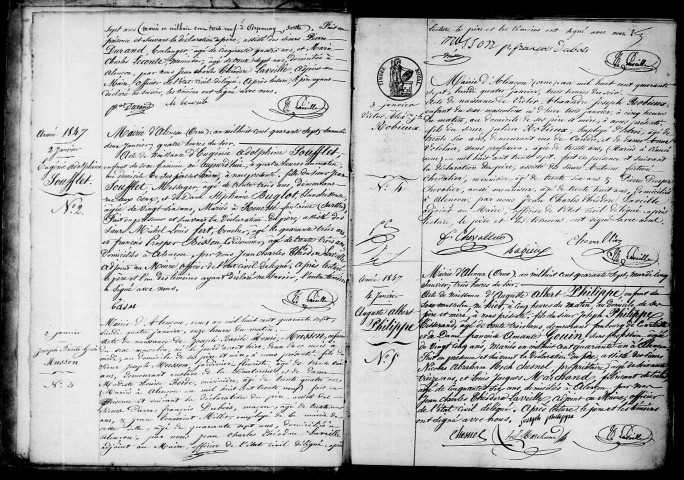Registre des actes de naissance et adoption (1847).