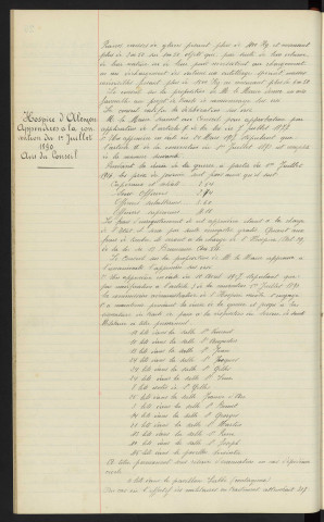 Traité de camionnage, entrepreneur de transports Alençon Mr LEFEIVRE VERVIER, avis du conseil. Hospice d'Alençon, appendices à la convention du 1er Juillet 1890, avis du conseil
