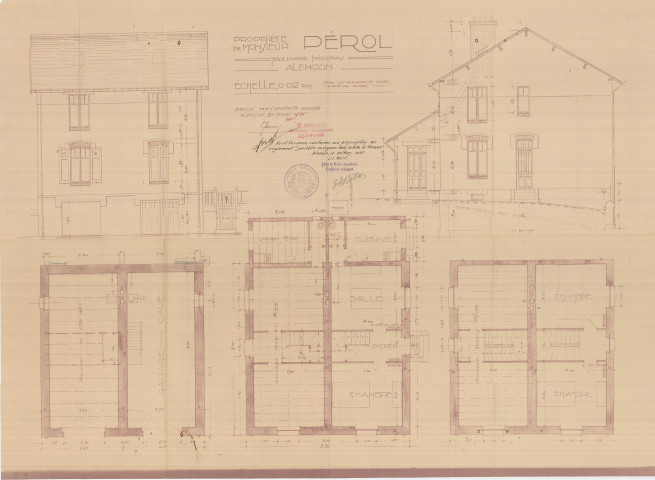 permis de construire n°11, Construction de 2 maisons d'habitation Boulevard Mézeray Alençon, (date de décision : 1936), (auteur du projet, architecte : MERCIER Robert).