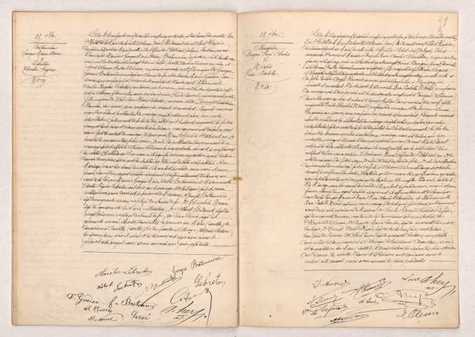 Acte de mariage de BRETONNIÈRE Georges Marie Désiré et LEBRETON Amélie Régina (25 septembre 1909), Acte de mariage de ALEXANDRE Prosper René Charles et NIVERD Rose Isabelle (25 septembre 1909).