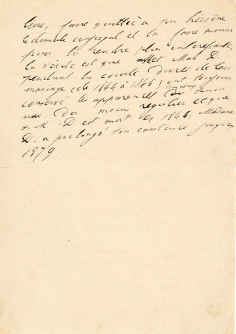 Réponse de Mme Descoutures, épouse de Reynold Descoutures (greffier de commerce à Alençon, fils de Louise Vallory ) à M. de Brébisson