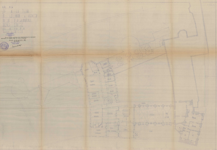 Agrandissement du Carmel, projet, premier étage (ech : 1/100, Marcel Mezen) (28 mars 1938), dessin n°5.