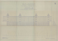 Les Promenades, porte 2 rue des Promenades, côté école Normale clôture, élévation, plan, coupe, (arch : A. Eschbaercher, ech : 0.05, n°2, date : 1940).