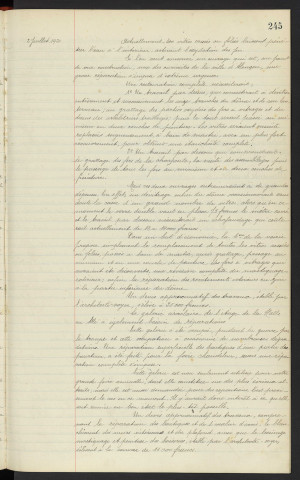 Halle aux blés, réparations, Mr LANDRET architecte du département, rapport