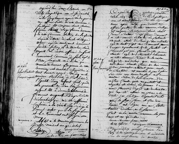Acte de naissance de THOMAS François Auguste enfant naturel (31 janvier 1797),acte de naissance de GIBON Marie Françoise (1er février 1797),acte de naissance de CROCHARD Pierre Isidore (3 février 1797).