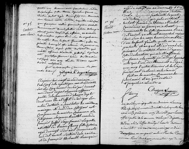 Acte de naissance de COCHET Anne Claire (12 octobre 1796),acte de naissance de MILLET Françoise Reine (12 octobre 1796),acte de naissance de DESIBIEUX Jacques René (15 octobre 1796).