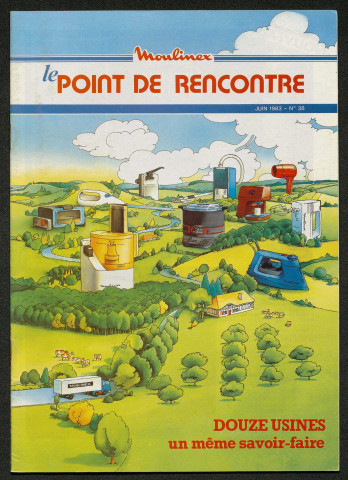 "Douze usines, un même savoir-faire" : maquette de la première page de couverture (21 x 29.7cm) (dessin Y. Panhaleux).