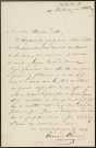 Lettre autographe signée de l'écrivain Edouard Plouvier à l'acteur Adolphe Laferrière (1858).