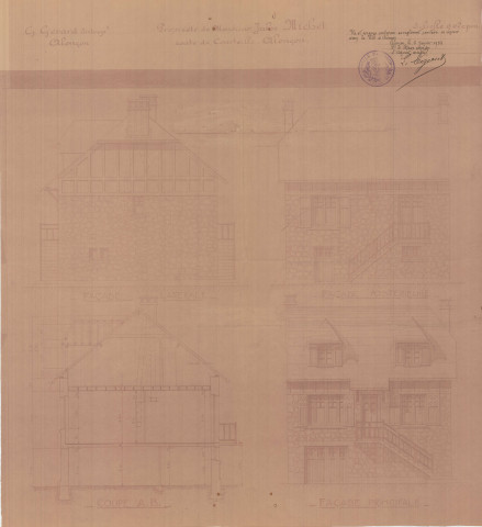 permis de construire n°2, Construction d'une maison d'habitation Rue Courteille Alençon, (date de décision : 1933), (auteur du projet, architecte : GERARD (entrepreneur)).