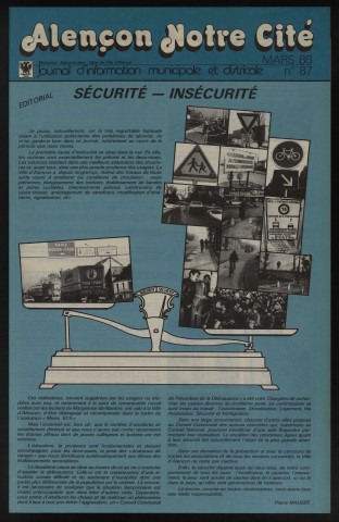 Alençon Notre Cité, journal d'information municipale et districale n°87 (mars 1986).