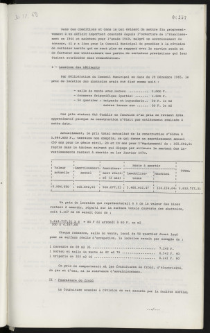 Centre d'abattage, tarifs de location et fournitures diverses.