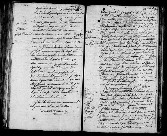 Acte de naissance de DENIS Joseph Marie (13 février 1797),acte de naissance de Marie Madeleine enfant trouvé (16 février 1797),acte de naissance de POTIER DU FOUGERAY Louis Pierre (13 février 1797).