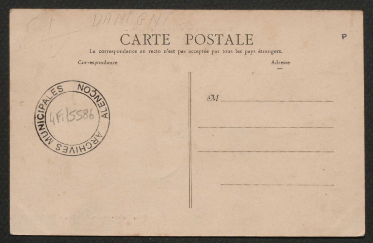 Damigny (Orne), Pont du Fresne, carte postale ancienne noir et blanc, Parisel-Rivière, édit, épicerie-tabacs. Damigny, sd, (14x9), acquisition 2021, AMA.