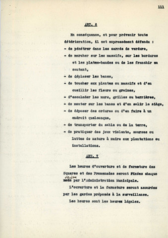 Protection et entretien par les gardes-jardiniers (1810 - 1885) : rapports, inventaires des objets remis (1845, 1879).