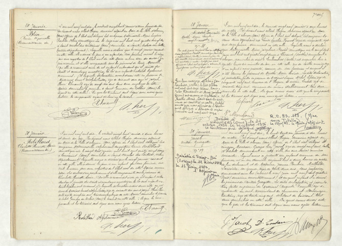 Reconnaissance de BLIN Renée Marcelle (28 janvier 1910),reconnaissance de ROBILLARD Charlotte Henriette Marie (28 janvier 1910),acte de naissance de FOUCAULT Marthe Marie Louise (28 janvier 1910),acte de naissance de JACOB Andrée Georgette (31 janvier 1910).