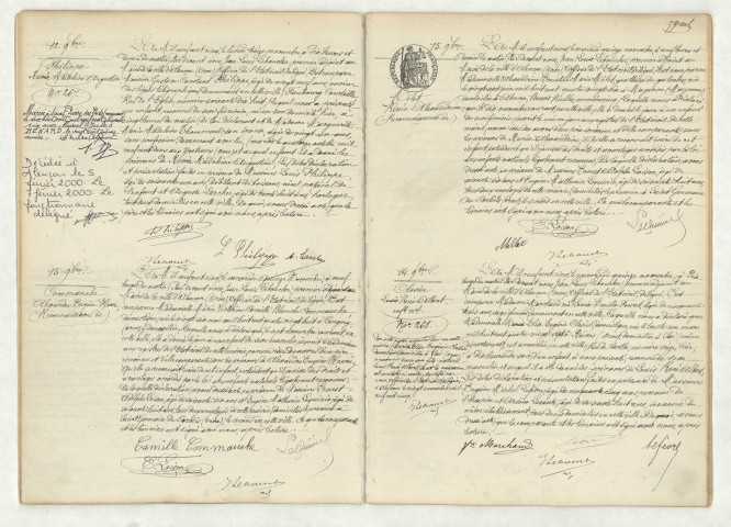 Acte de naissance de PHILIPPE Renée Madeleine Augustine (12 novembre 1905),reconnaissance de COMMAUCHE Alexandre Eugène Henri (15 novembre 1905),reconnaissance de MILET Renée Alexandrine (15 novembre 1905),acte de naissance de CLOSIER Louis René Albert enfant naturel(14 novembre 1905).