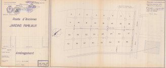 Jardins familiaux Route d'Ancinnes, aménagement (Services techniques, éch.1/500, 02/03/1970, modifié le 02/04/1970, le 06/05/1970, n°1579-Z) (70.5 x 29.5)