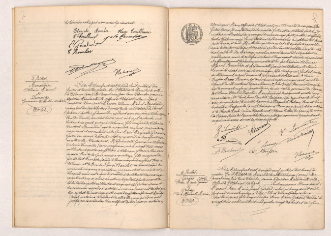 Acte de mariage de COUILLEAUX Louis Henri et BOURLIER Blanche Marguerite (04 Juillet 1907), RENAUDIN Almire Marcel et LEMAITRE Germaine Albertine Octavie (08 Juillet 1907), GÉRARD Joseph Pierre Marie et DEBRAY Cécile Henriette Maria (09 Juillet 1907).