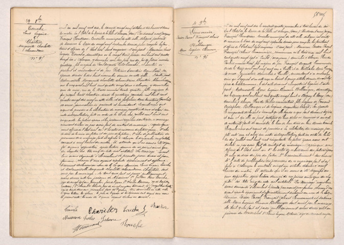 Acte de mariage de TOUCHE Louis Eugène et CHARTIER Marguerite Charlotte Alexandrine (29 octobre 1910), Acte de mariage de LEMONNIER Isidore Pascal François Alexis et BELLANGER Marie Eugénie Clémence (04 novembre 1910).