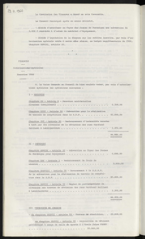 Subvention de 5 000 F au Foyer des jeunes de Perseigne. Autorisations spéciales, exercice 1966.