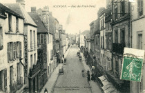 Alençon (Orne), rue du Pont-Neuf, carte postale ancienne noir et blanc n°11, cliché Martin, Peslier-Greslebin édition, Alençon édition, (Dates d'utilisation : 6 juin 1911, 27 septembre1911 ), (14x9), AMA, 2 exemplaires.