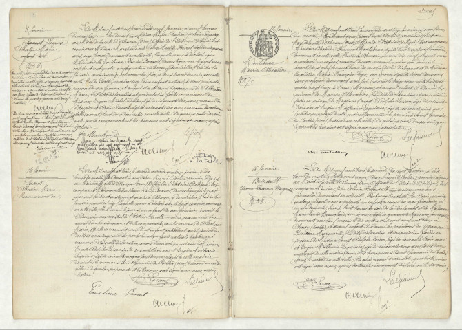 Acte de naissance de LEGOUX Albertine Marie (8 janvier 1903),reconnaissance de PAXENT Albertine Marie (14 janvier),MONTEBRAN Maurice Alexandre (12 janvier 1903),BESNAULT Yvonne Lucienne Marguerite (16 janvier 1903).